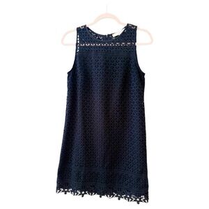 LOFT Navy Fan Lace Sleeveless Shift Dress Size 4